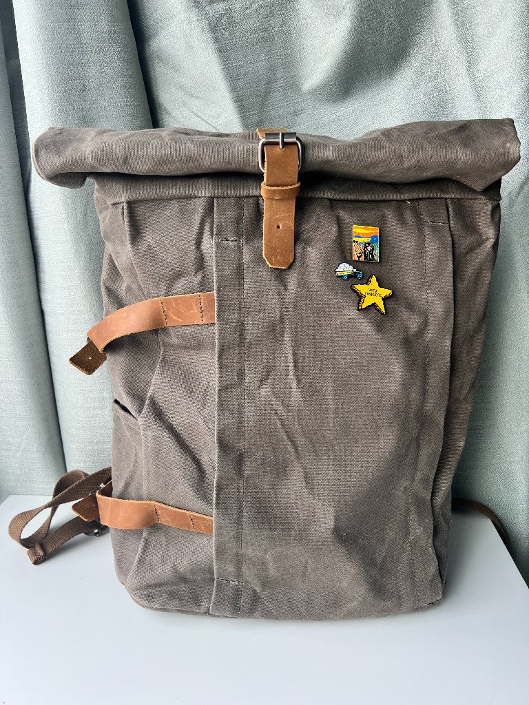 Unisex Waxed Canvas Backpack In Brown